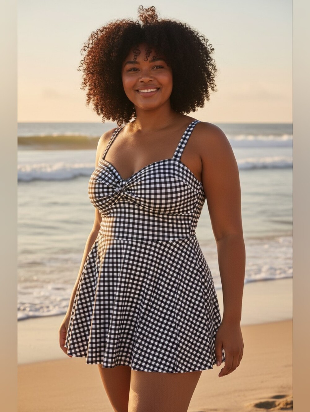 torrid Black and White Gingham One-Piece Swim Dress